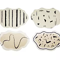 Decorative Shaped Rugs With Irregular Contours Beige Black Abstract Line Spot Designs