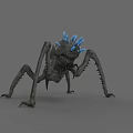 Mythical Reptile 3D Model Featuring Multiple Legs Blue Spiked Head And Spiny Body
