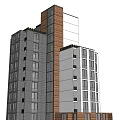 Modern High Rise Apartment Building With Brown And White Facade And Surrounding Trees