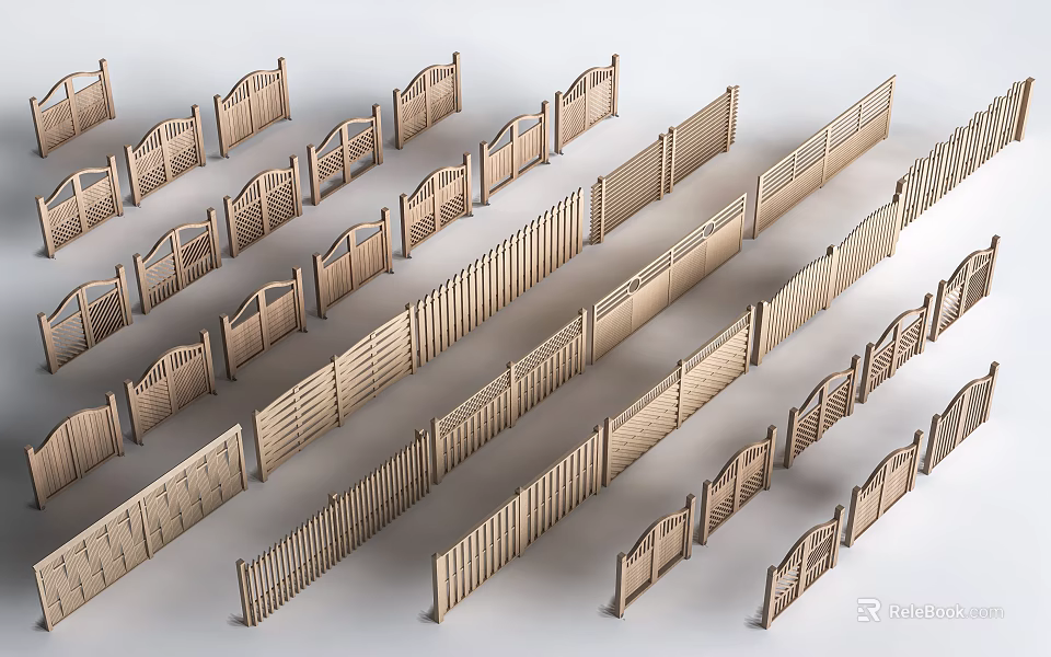 Various Wooden Railings With Different Designs And Styles For Home Decoration 3d model 