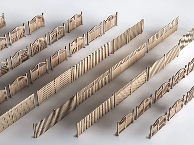 Various Wooden Railings With Different Designs And Styles For Home Decoration 3d model