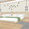 Modern Hotel Guest Room Interior Design With Wooden Partition Seating Area And Coffee Table