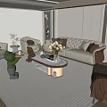 Elegant Modern Sofa and Coffee Table Set With Green Pillows Marble Top and Area Rug