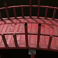 Red Wooden Bridge With Arched Design And Railings On Black Background
