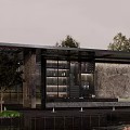 Modern gallery villa landscape gallery fish pond viewing platform landscape architecture 3d model