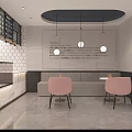 Elegant Modern Milk Tea Shop Interior With Comfortable Seating And Pendant Lights