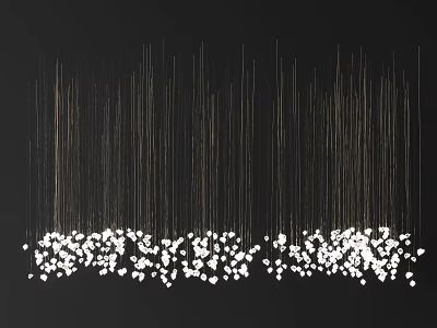 Modern Chandelier With Slender Lines And White Light Spots On Black Background 3d model