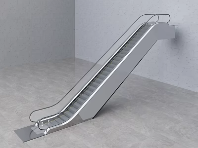 Modern Escalator Interior Design With Sleek Metal Structure And Gray Building Floor 3d model