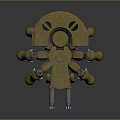 Brown Multi Legged Mechanical Creature With Robotic Structure And Weapon Parts 3d model
