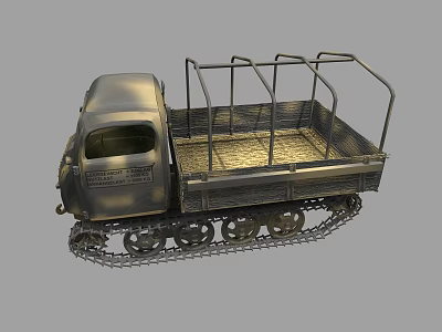 Tracked Utility Vehicle with Open Cargo Bed and Metal Frame Design 3d model