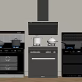 Modern Sleek Stainless Steel Built in Kitchen Appliances With Oven Stove Range Hood And Dishwasher