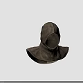 Gray Hooded Cloak Style Fabric Hat With Flared Hem And Stitched Design