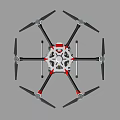 Multirotor Drone With Black Red Frame And Propellers For Aerial Applications