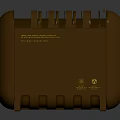 Brown Compact Electronic Device With Ventilation Slots Golden Logo And Text 3d model