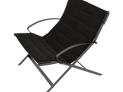 Stylish Modern Black Lounge Chair With Sturdy Metal Frame And Padded Seat 3d model
