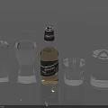 Daily Household Glassware Set With Various Water Filled Drinking Cups And Collect Bottle