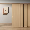 Modern Interior With Light Wooden Sliding Doors Brown And Beige Wall Art Decor