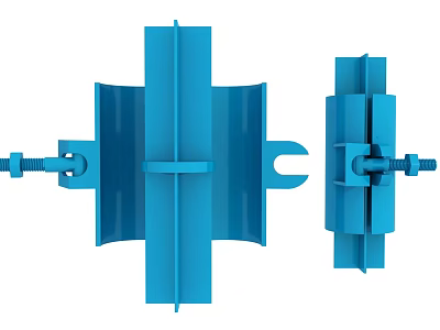 Blue Metal Hardware Tools Industrial Clamps With Bolt Fastening Parts For Construction 3d model