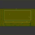 Elegant Green Wooden Cabinet with Drawers and Open Shelves Decorative Details
