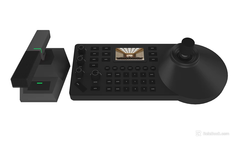 Professional Office Appliance Control Panel with Integrated Keyboard Joystick and Display Screen 3d model 