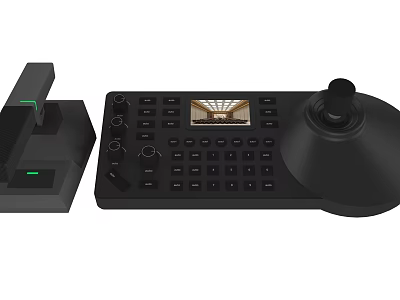 Professional Office Appliance Control Panel with Integrated Keyboard Joystick and Display Screen 3d model