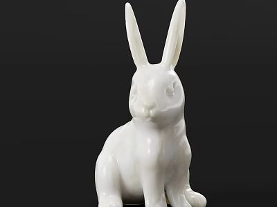 White Rabbit Sculpture Elegant Ceramic Artwork Handcrafted Sitting Pose Design 3d model