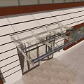 Modern Glass Canopy For Building Entrance With Metal Brackets And White Wall Panels