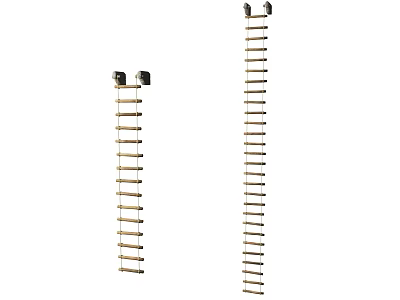Two Modern Metal Wall Mounted Ladders With Hanging Hooks And Sturdy Rungs 3d model