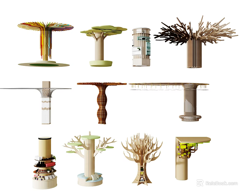 Creative Artistic Columns Showcasing Diverse Unique Designs And Decorative Styles 3d model 