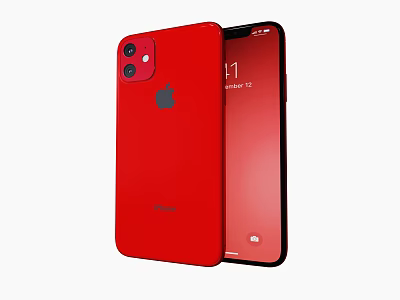 Red iPhone With Sleek Design Dual Camera And Touch Screen Mobile Device 3d model