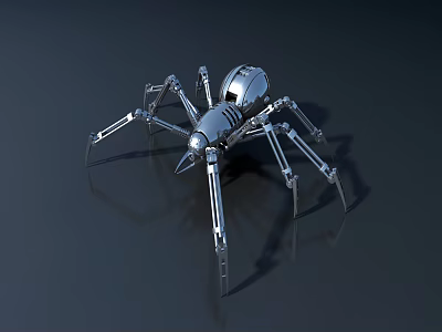 Smart Machine Spider Like Robot With Metallic Body And Mechanical Legs 3d model