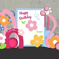 First Birthday Party Decorations With Pink Flowers Balloons And Happy Sign