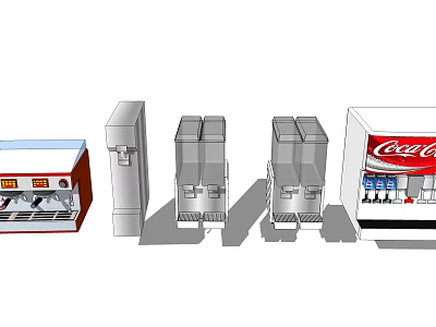 Stylish Daily Use Household Appliances Collection With Refrigerator Coffee Maker And Beverage Dispensers 3d model
