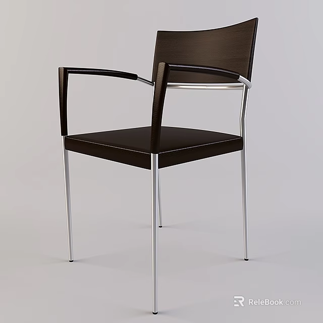 Modern Office Chair With Black Seat Metal Armrests And Chrome Legs 3d model 