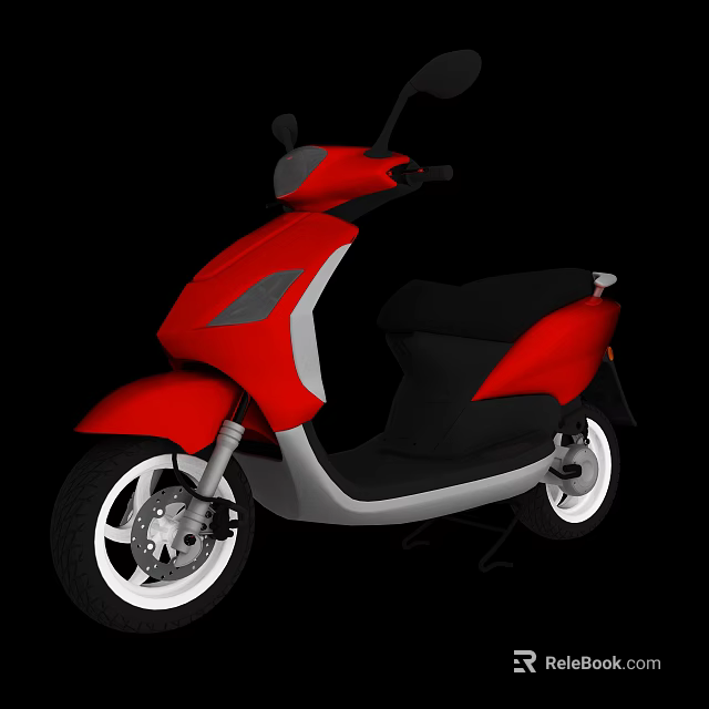 Modern Red Scooter With Black Seat And Silver Accents On Black Background 3d model 