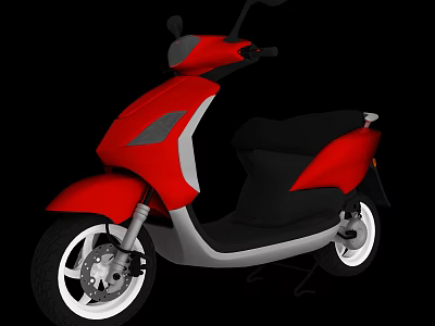 Modern Red Scooter With Black Seat And Silver Accents On Black Background 3d model