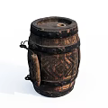 Vintage Wooden Decorative Ornament Set with Carved Pattern and Metal Ring Accents for Home Decoration