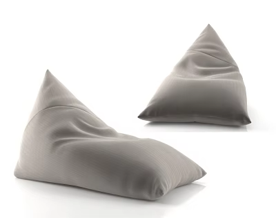 Two Soft Gray Triangular Fabric Bean Bag Chairs For Modern Living Space 3d model