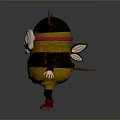 Cute Cartoon Bug Character With Skull Face Yellow Brown Body And Red Shoes