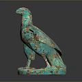 Turquoise Eagle Sculpture with Gold Red Patterns and Decorative Base 3d model