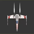 Detailed Starfighter Model Featuring Red White Blue Stripes Multiple Engines And Wing Cannons