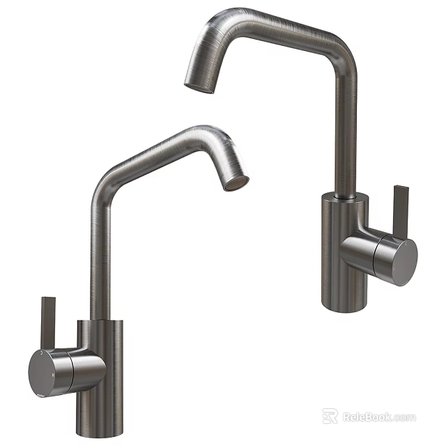 Modern Stainless Steel Kitchen Faucets With Curved Spout And Single Handle Design 3d model 