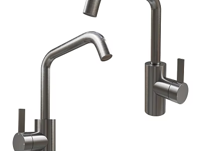 Modern Stainless Steel Kitchen Faucets With Curved Spout And Single Handle Design 3d model