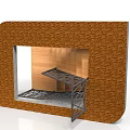 Architectural Brick Wall Structure With Central Opening And Metal Support Frame 3d model