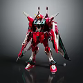 Red Mecha Robot Character With Detailed Armor Wings And Standing Pose