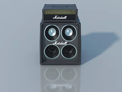 High Quality Marshall Speaker With Four Round Speakers And Black Exterior Design 3d model