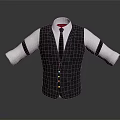 Gray Vest With White Shirt Black Tie And Black Striped Sleeves Gold Buttons