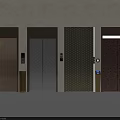 Public Facility Elevators With Various Door Designs And Control Panels 3d model