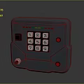 Gray Industrial Computer Control Panel With Numeric Keypad Indicator Lights Buttons And Knob 3d model