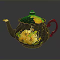 Black Decorative Teapot With Yellow Flower And Star Patterns For Home Living